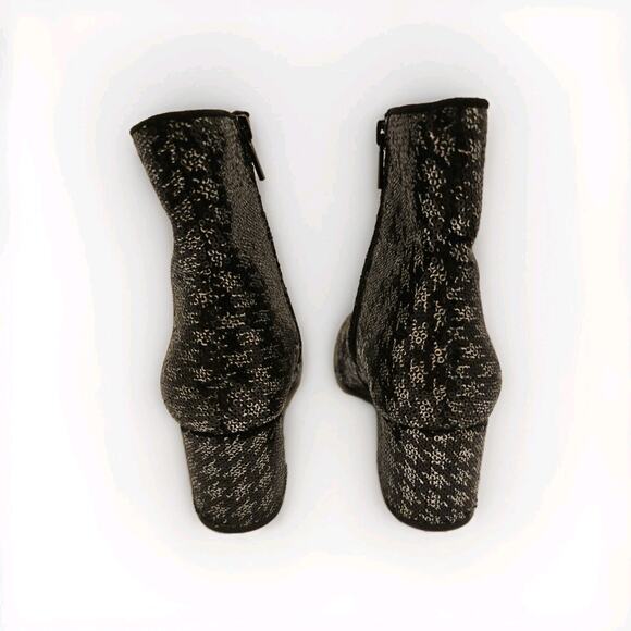 Impo Jarles Ankle Silver Black Houndstooth Sequin Booties/Boots Zip Size 7 M - Picture 3 of 9